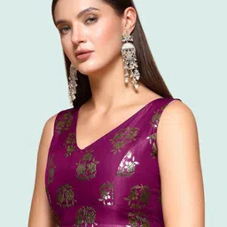 Moda Rapido V-Neck Printed Saree Blouse image 4