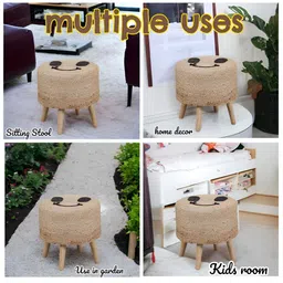 Shadowkart Set Of 2 Brown Wooden Round Shaped Ottomans image 5