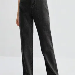 HERE&NOW Women Jean Boyfriend Fit High-Rise Light Fade Acid Wash Stretchable Jeans-picture-41