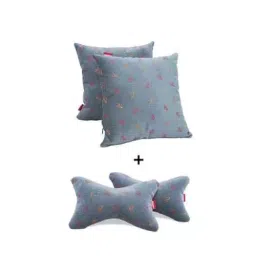 Elegant Comfy 28x28x10cm Grey Fly Neck Rest Car Pillow CU08 (Pack of 4) image 2