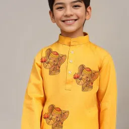 DEVOILER Boys Ethnic Motifs Printed Straight Kurta image 4
