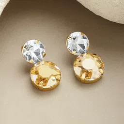 Rubans 18K Gold Plated Crystals Studded Circular Drop Earrings-picture-30