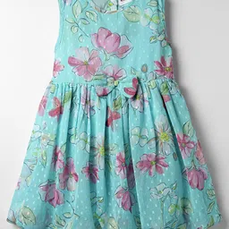 kookie kids india Kookie Kids Chiffon Woven Sleeveless Balloon Style Dress With Bow And Lining - Light Blue-picture-21