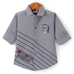 Rikidoos Full Sleeves Typography Printed Shirt - Grey-picture-14