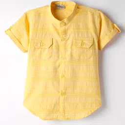 Dapper Dudes Half Sleeves Striped Shirt - Yellow-image-43
