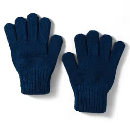 Model Knitted Solid Gloves - Navy Blue-picture-14