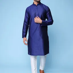 AURIK Men Solid Silk Kurta with pyjama-image-78