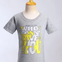 Rikidoos Full Sleeves Striped Blazer With Typography Printed Tee - Melange & Yellow image 2