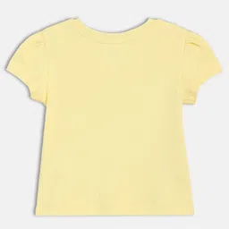 MINI KLUB Cotton Knit Half Sleeves Forever Daddys Girl Text Printed Top - Yellow image 3
