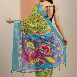 Libas Floral Printed Zari Pure Georgette Saree image 5