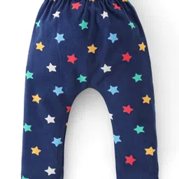 Babyhug Cotton Full Length Diaper Pants Stripes & Star Print Pack of 3 - Blue & Yellow image 3