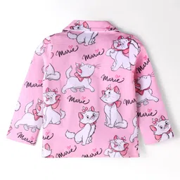 Babyhug Disney Single Jersey Half Sleeves Front Open Night Suit With Aristocats Print - Pink image 3