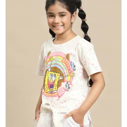 Kidsville Spongebob Squarepants Featuring Half Sleeves Character Printed Tee - Off White image 4