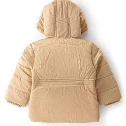Babyoye Polar Fleece Lined Solid Colored Full Sleeves Hooded Jacket - Metallic Gold image 4
