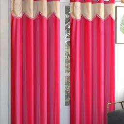 Galaxy Home Decor Pink & Beige 2 Pieces Long Door Curtains-picture-39