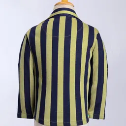 Rikidoos Full Sleeves Striped Blazer With Typography Printed Tee - Melange & Yellow image 5