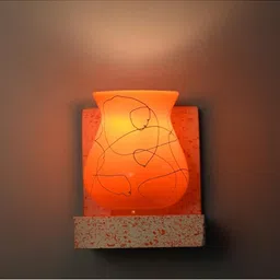 1ST TIME Orange & Orange Textured Wood Contemporary Abstract Shaped Shaped Wall Lamp image 4
