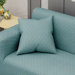 Myntra Elegant Homes Blue Checked 1 Piece Sofa Cover With Arms image 2
