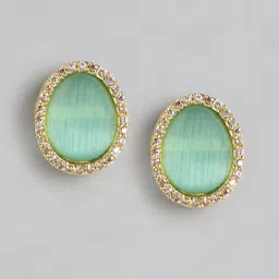 Anouk Gold-Plated Cubic Zirconia Oval Studs Earrings-picture-44