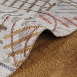 Kaleen India White Abstract Anti-Skid Polyester Carpet image 5