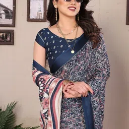 Mitera Ethnic Motifs Printed Satin Saree image 2