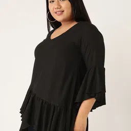 theRebelinme Plus Size Bell Sleeve Ruffles A-Line Top image 5
