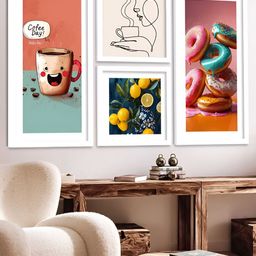 Kotart White & Pink 4 Pieces Wooden Abstract Wall Arts-picture-34