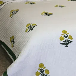 The Jaipur Wala Yellow & White Printed Cotton Double Superking Bed Covers-picture-33