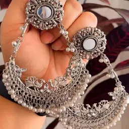 Sangria Artificial Beads Beaded Oxidised Contemporary Drop Earrings-picture-16