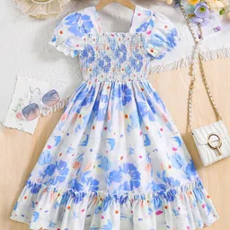 INCLUD Girls Floral Printed Smocked Fit & Flare Knee Length Dresses-picture-30