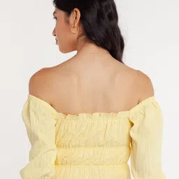 Zink London Yellow Off-Shoulder Bardot Top image 4