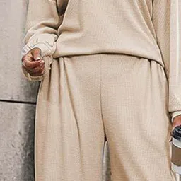 Mast & Harbour Textured Round Neck T-Shirt With Trousers Co-Ords image 4