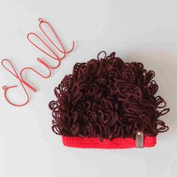 Woonie Handmade Wig Style Woollen Cap - Brown-picture-11