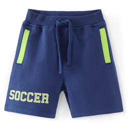Babyhug Cotton Looper Knit Shorts Soccer Print - Navy Blue-picture-17