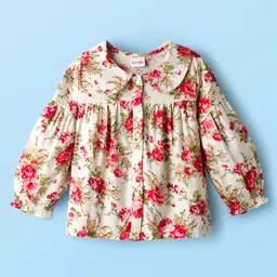 Babyhug Woven Rayon Full Sleeves Printed Top with Floral Print - Offwhite-picture-26
