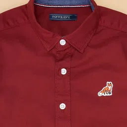 Pantaloons Junior Cotton Full Sleeves Solid Shirt - Maroon image 2