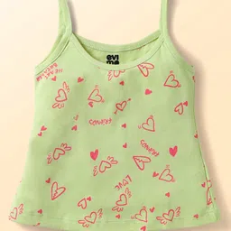 Evimo Single Jersey Knit Sleeveless Heart Printed Slips Pack of 3 - Off White Blue & Green image 2