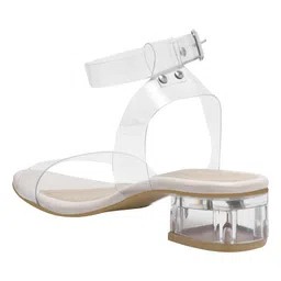Shoetopia Transparent Strap Detailed Heeled Sandals - Cream image 3