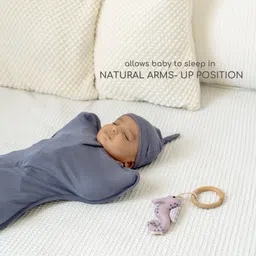 Cocoon Care Bamboo Arms Up Swaddle Pod For Babies 1-3M Blue image 2