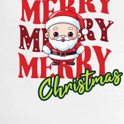 FFlirtygo Christmas Theme Cotton Full Sleeves Merry Merry Merry Christmas Printed Romper - White image 4