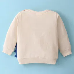 Mark & Mia Fleece Knit Full Sleeves Sweatshirt & Lounge Pants With Dino Graphics & Spikes Detailing - Beige & Blue image 3