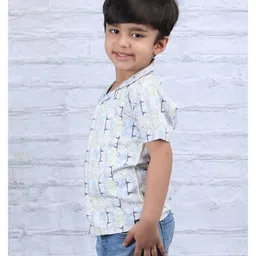 Polka Tots Half Sleeves Abstract Printed Shirt - Blue image 5