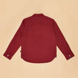 Pantaloons Junior Cotton Full Sleeves Solid Shirt - Maroon image 4