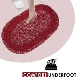 Kuber Industries Red & White 2 Pieces Printed Cotton Anti-Slip Doormats image 5