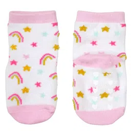 Yellow Bee Cotton Pack Of 2 Unicorn & Rainbow Designed Socks Set - Pink & Purple image 5