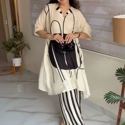 FFI Printed V-Neck Tunic With Trousers Co-Ords image 3