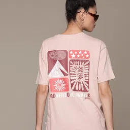 The Roadster Lifestyle Co. Women Printed Pure Cotton Oversized T-shirt-picture-22