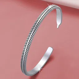 Peora Men Silver-Plated Stainless Steel Kada Bracelet-picture-17