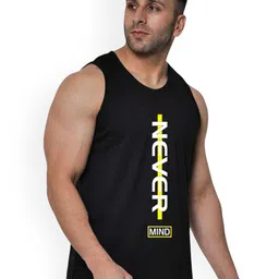 SLOWLORIS Pack Of 2 Printed Round Neck Bio-Wash Cotton Gym Vests image 2