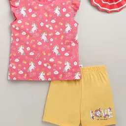 BUMZEE Girls Animal Printed T-shirt with Shorts-image-26